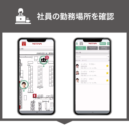 社員の勤務場所を確認